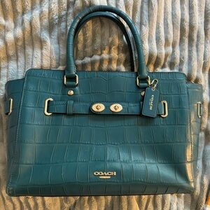 Teal blue Coach leather purse